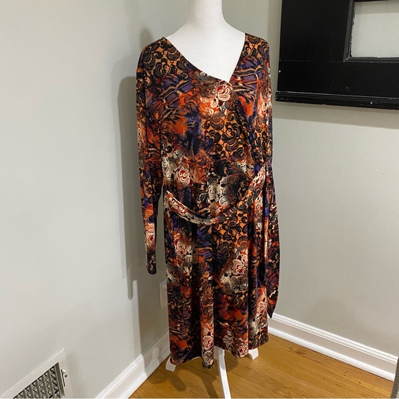 Maxi Faux Wrap Dress with Side Tie Hippie Indie Boho Hippster Plus Size 1X - Picture 4 of 15
